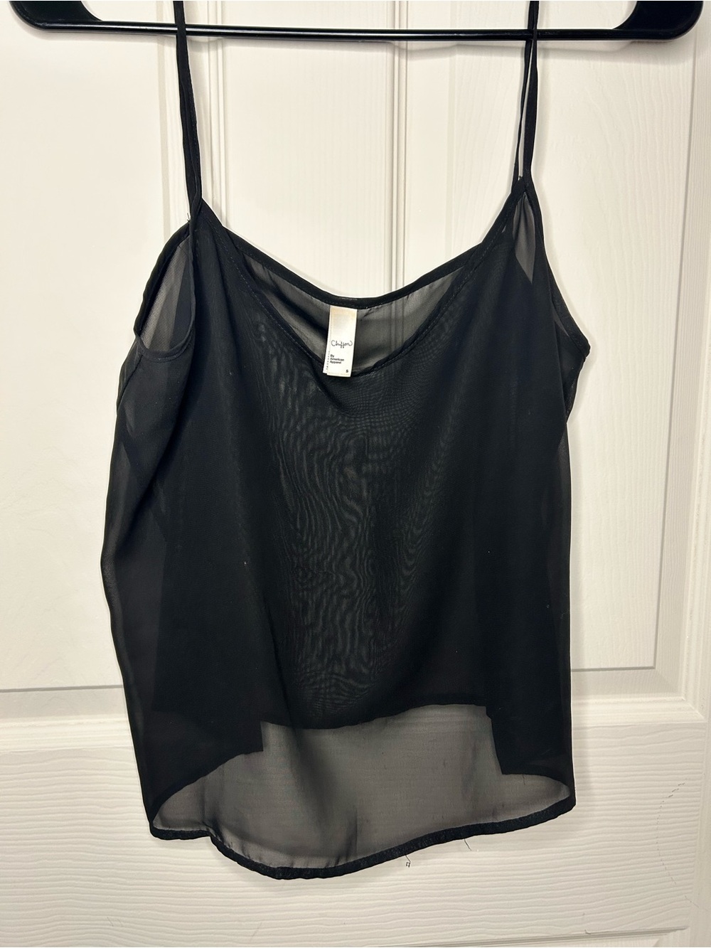 American Apparel Black Sheer Chiffon Spaghetti-Strap Camisole